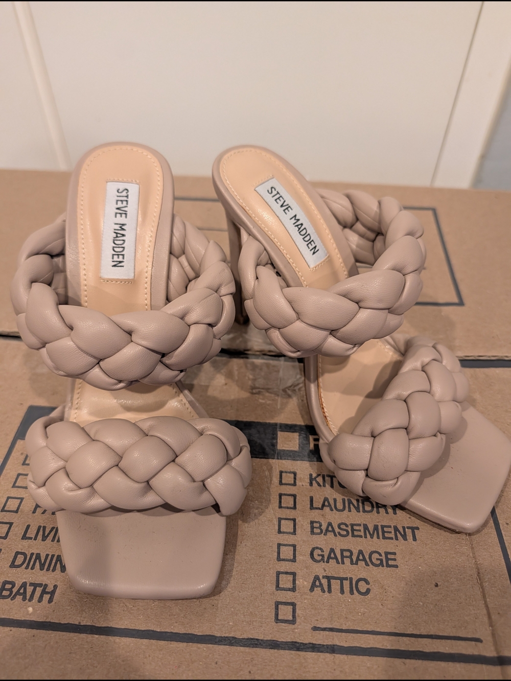 Steve Madden Women's Braided Strap Heeled Sandals in Nude